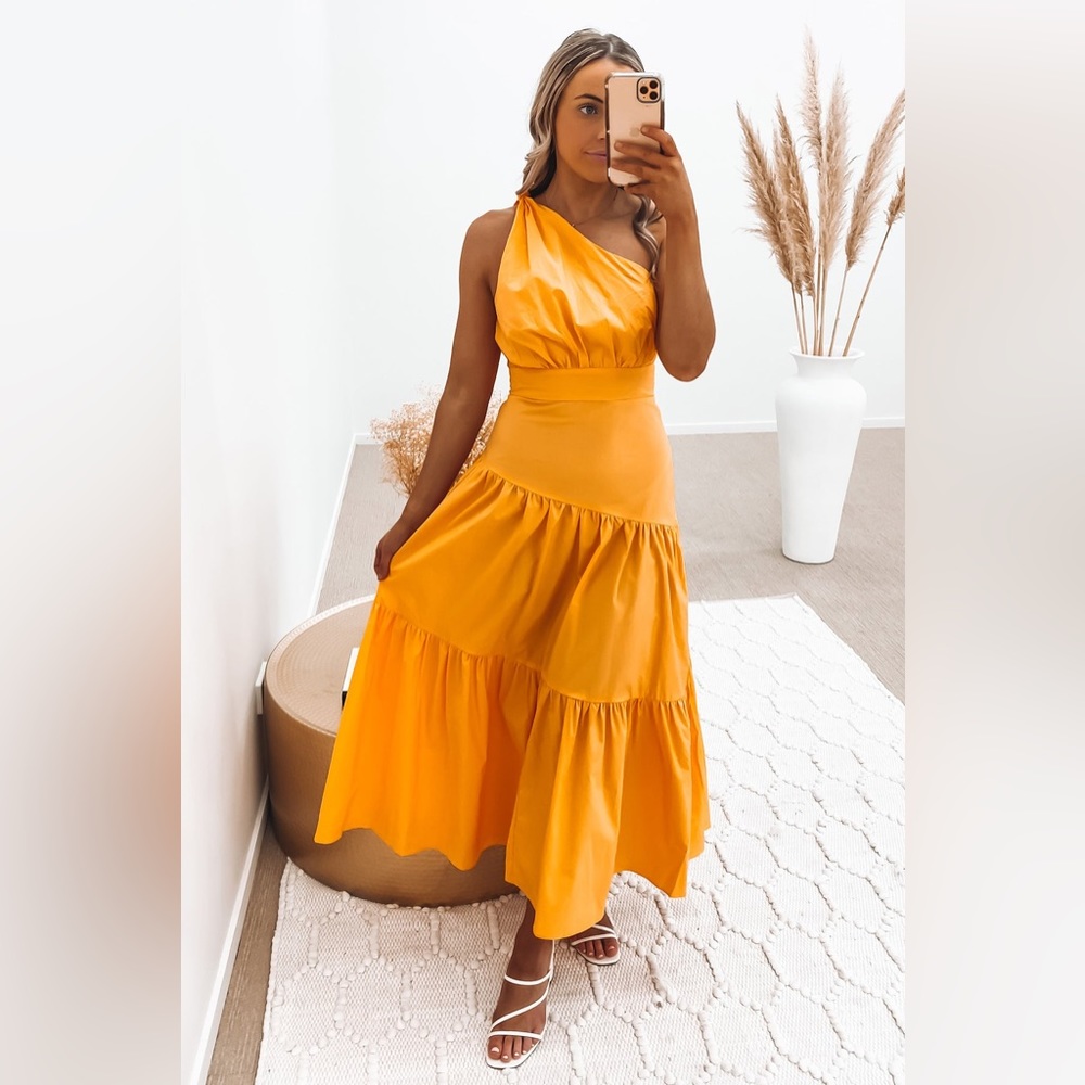 All About May tangerine one strap dress with tags